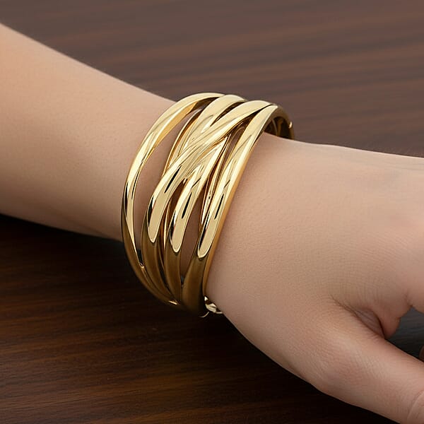 Calvin Klein Closeout Crisp Bangle Bracelet In ION Plated YG Stainless Steel (5.50 In)