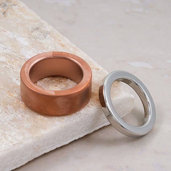 Calvin Klein Closeout Set Of 2 Satisfaction Ring In ION Plated RG And Stainless Steel
