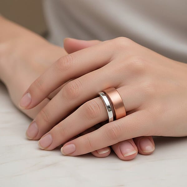 Calvin Klein Closeout Set Of 2 Satisfaction Ring In ION Plated RG And Stainless Steel