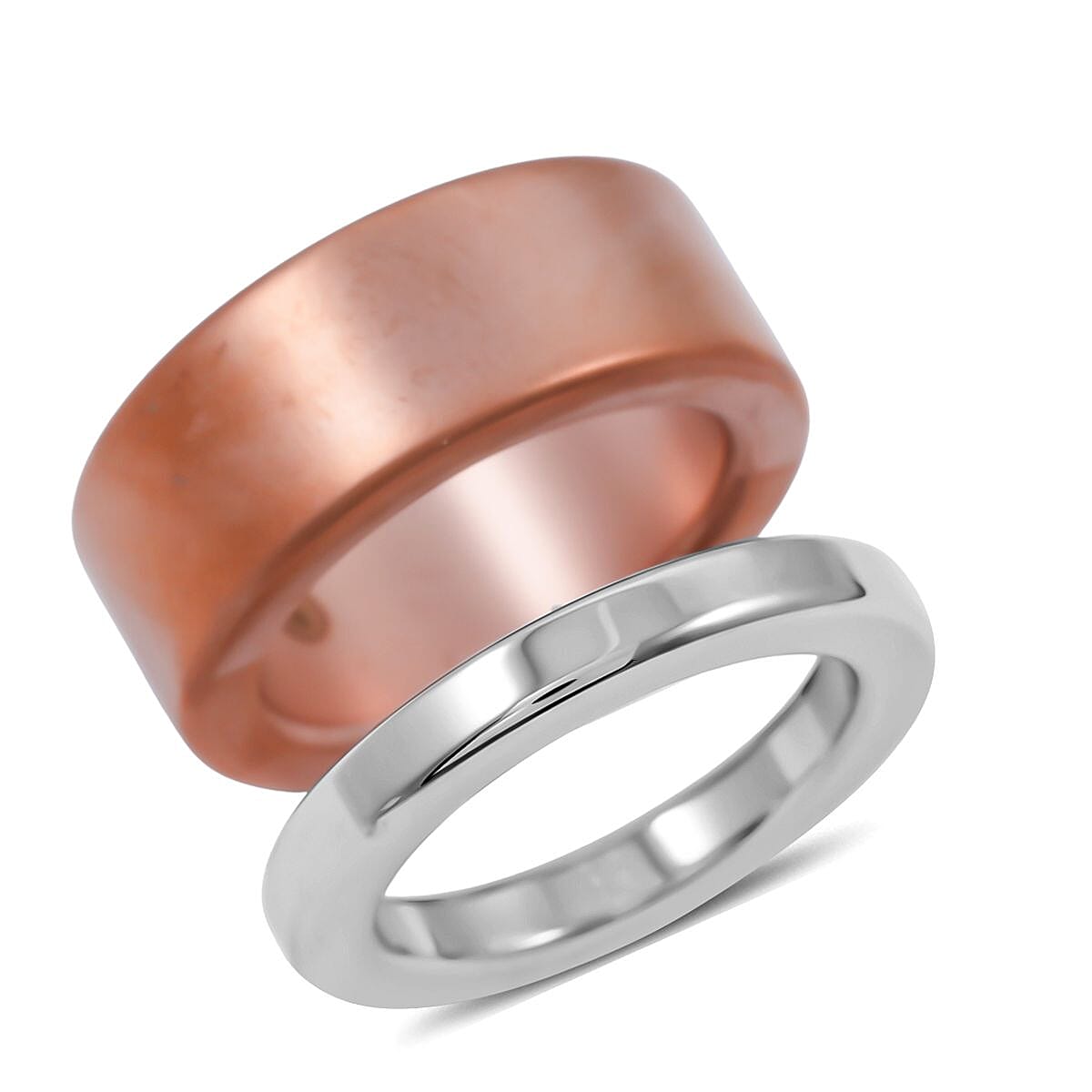 Calvin Klein Closeout Set of 2 Satisfaction Ring in ION Plated RG and Stainless Steel