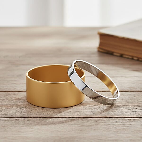 Calvin Klein Set Of 2 - Satisfaction Bangle Bracelet In Stainless Steel (7.00 In)