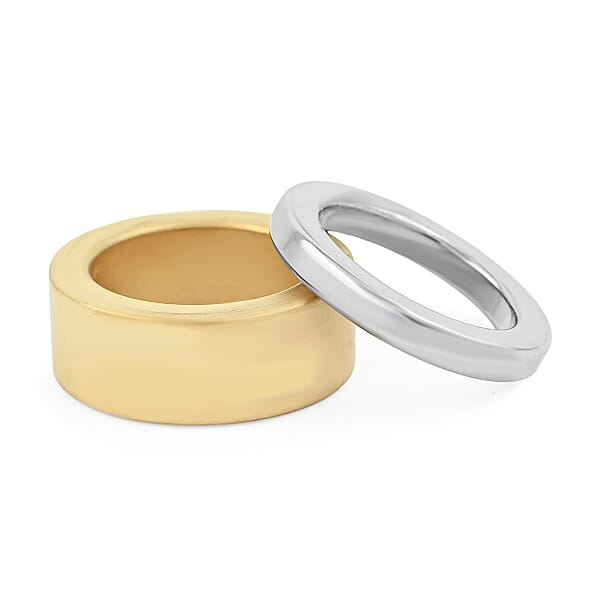 Calvin Klein Set Of 2 Satisfaction Ring In ION Plated YG And Stainless Steel