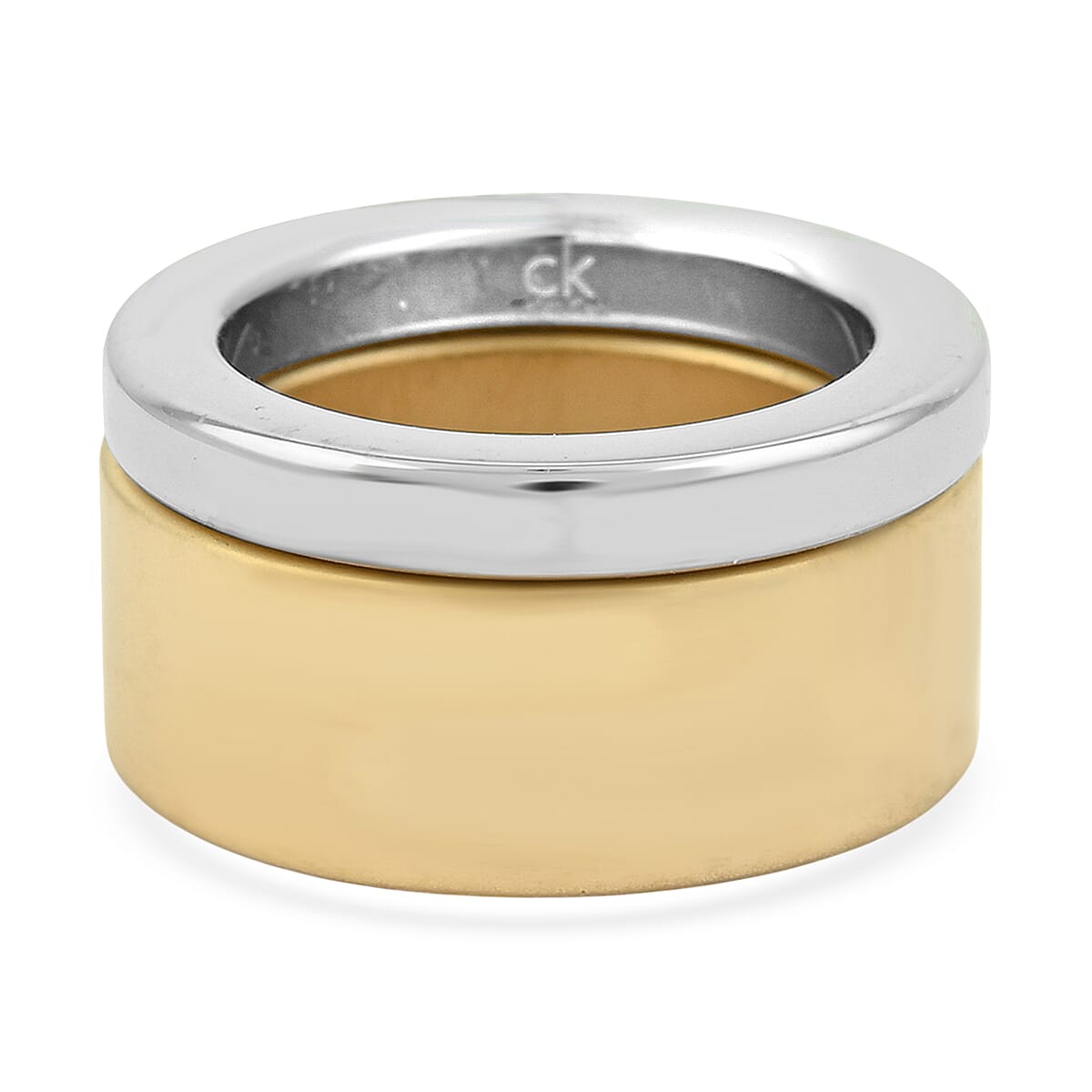 Calvin Klein Set of 2 Satisfaction Ring in ION Plated YG and Stainless Steel