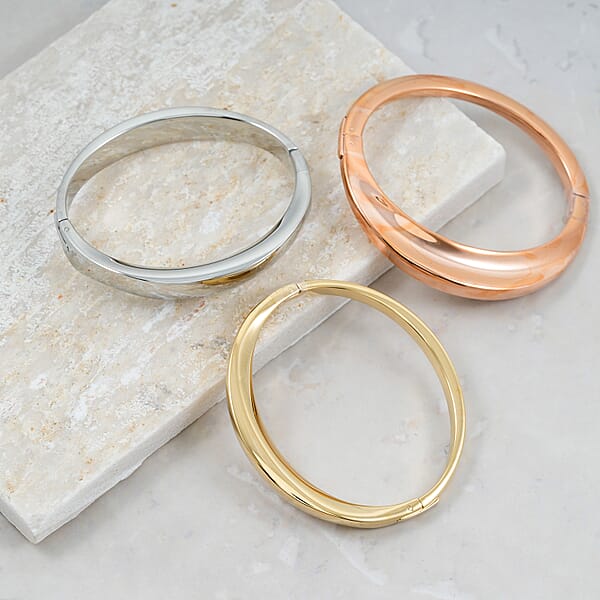 Calvin Klein Set Of 3 Island Bangle Bracelet In ION Plated YRG And Stainless Steel (5.50 In)