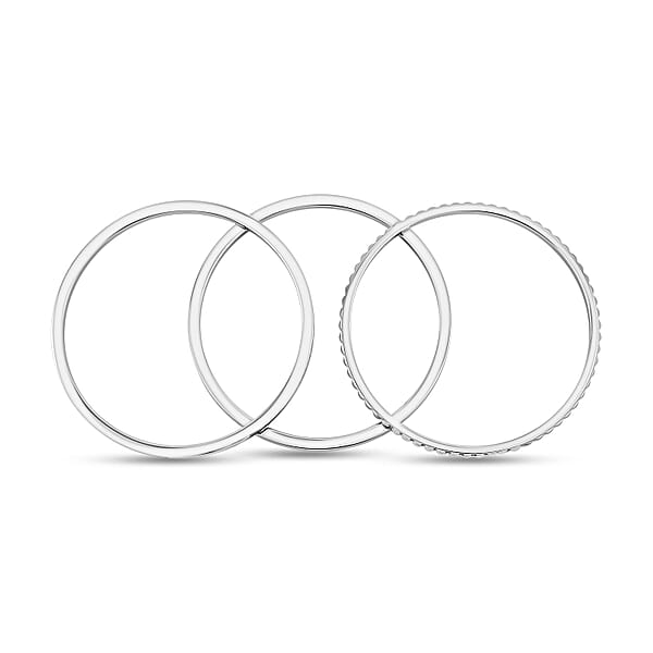 Calvin Klein Set Of 3 - Simulated Diamond Bangle Bracelet In Stainless Steel (7.00 In) 4.00 Ctw