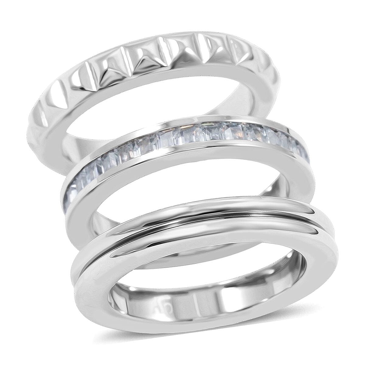Calvin Klein Simulated Diamond Set of 3 Ring in Stainless Steel