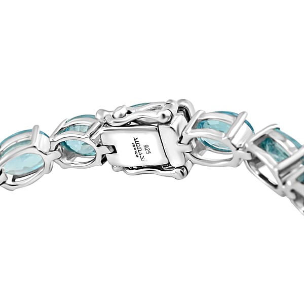Cambodian Blue Zircon 30.00 Ctw Bracelet In Sterling Silver (8.00 In)