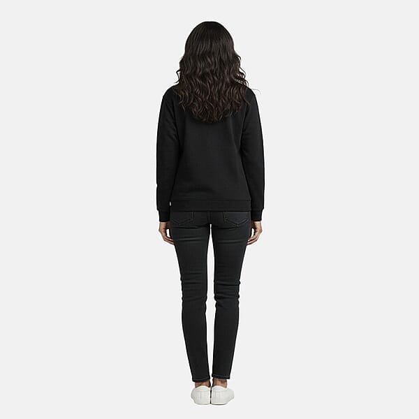 CATALOGUE CLASSIC Black Snap Front Fleece Cardigan With Pockets - L