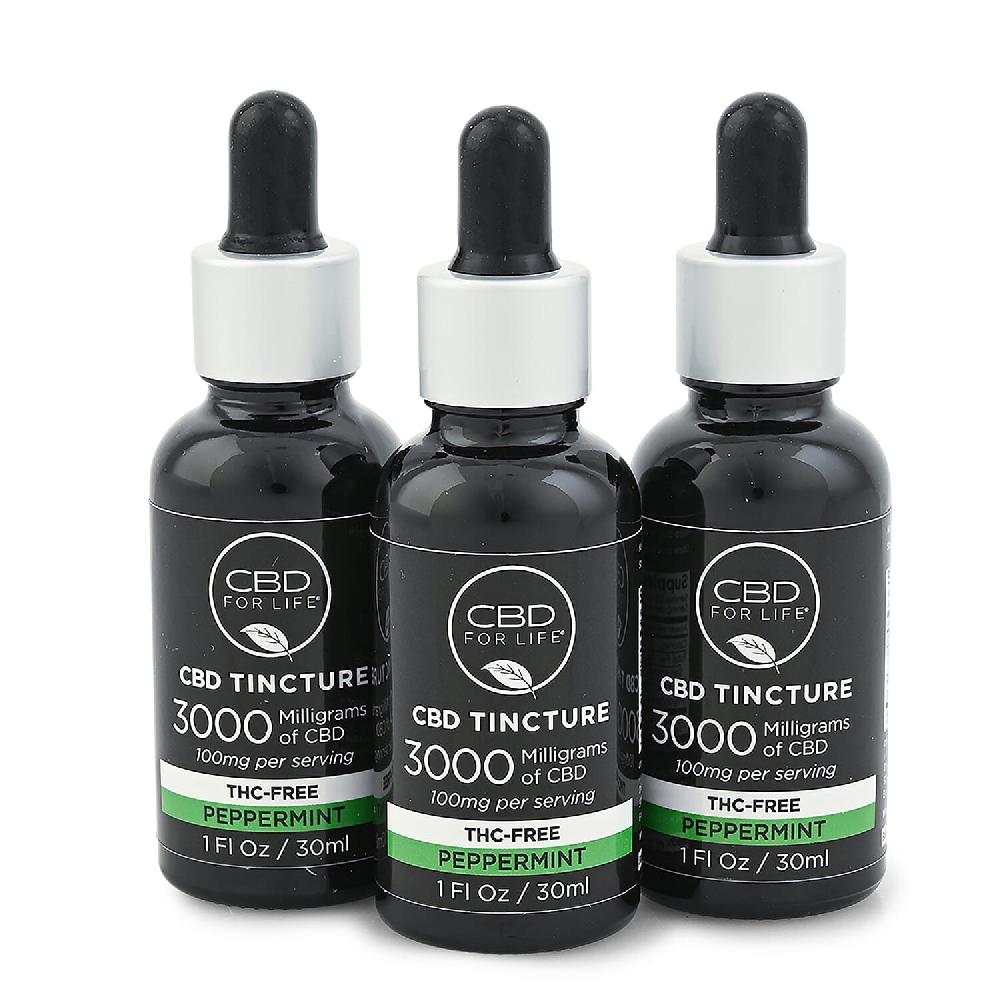 CBD For Life Set of 3 3000mg CBD Peppermint Tincture (3x 1oz)