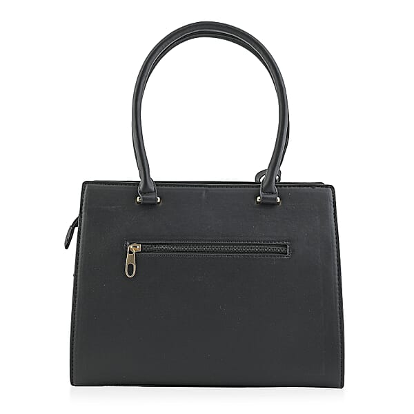 Cee Klein Black Faux Leather Shoulder Bag With Top Zipper