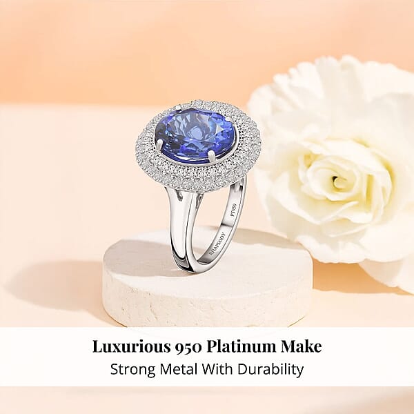 Celebration Rhapsody AAAA Premium Tanzanite Diamond E-F VS 4.30 Ctw Ring In 950 Platinum