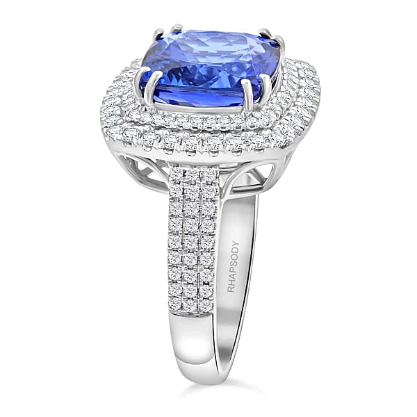 Celestial Azure Certified & Appraised Rhapsody AAAA Tanzanite And E-F VS Diamond 5.75 Ctw Ring In 950 Platinum 10.45 Grams