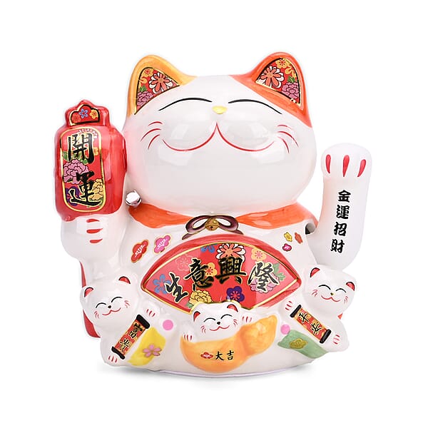 Ceramic Money Cat Decoration Shengyixinlong - Business Is Booming (2xAAA Not Included)