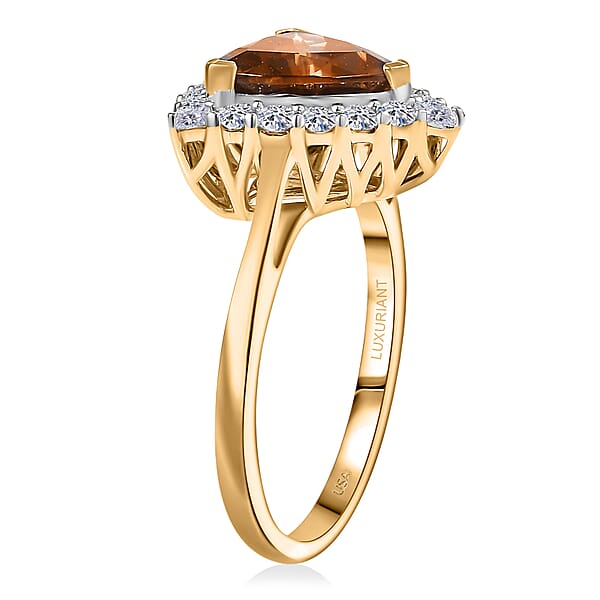 Certified AAA Golden Turkizite Lab Grown Diamond (G-H SI) Ring In 10K Yellow Gold 3.42 Ctw