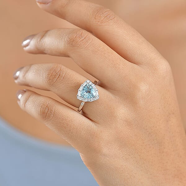 Certified AAA Mangoro Aquamarine Lab Grown Diamond Ring In 10K White Gold 2.50 Ctw