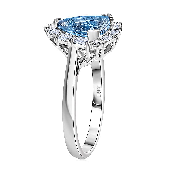 Certified AAA Mangoro Aquamarine Lab Grown Diamond Ring In 10K White Gold 2.50 Ctw
