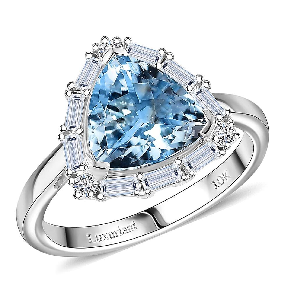 Certified AAA Mangoro Aquamarine Lab Grown Diamond Ring in 10K White Gold 2.50 ctw