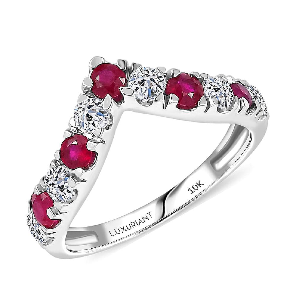 Certified AAA Montepuez Ruby Diamond Ring in 10K White Gold 1.28 ctw