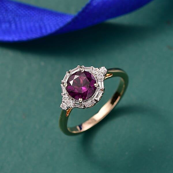 Certified AAA Radiant Ember Garnet Lab Grown Diamond Ring In 10K Yellow Gold 1.75 Ctw