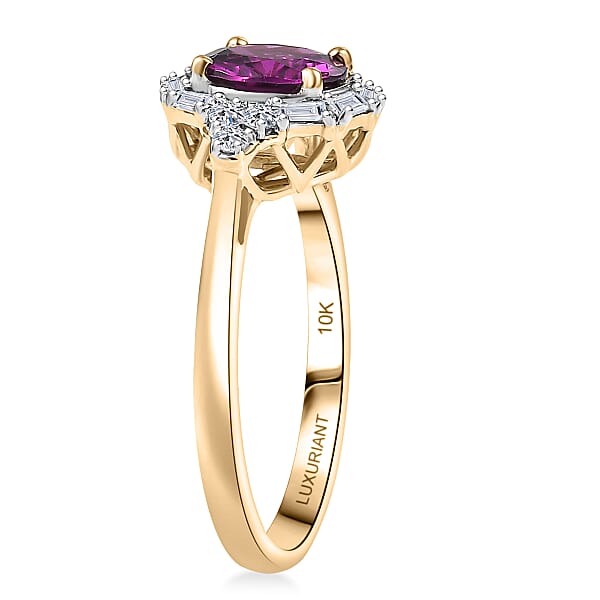 Certified AAA Radiant Ember Garnet Lab Grown Diamond Ring In 10K Yellow Gold 1.75 Ctw