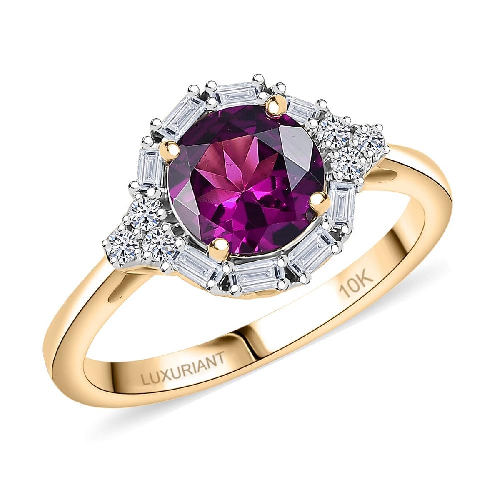 Certified AAA Radiant Ember Garnet Lab Grown Diamond Ring in 10K Yellow Gold 1.75 ctw