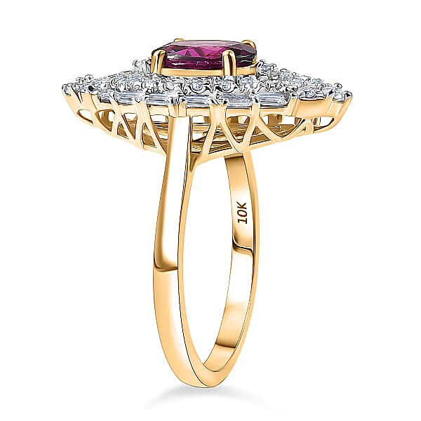 Certified AAA Radiant Ember Garnet Lab-Grown Diamond Ring In 10K Yellow Gold 2.06 Ctw