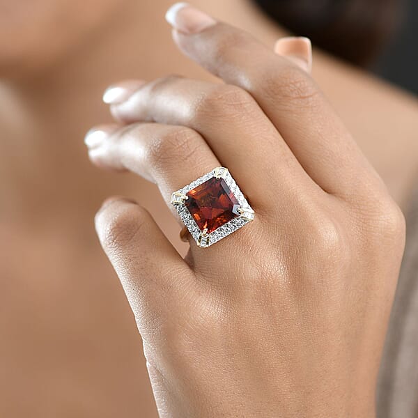 Certified AAA Santa Ana Madeira Citrine Diamond Art Deco Ring In 10K Yellow Gold 8.50 Ctw