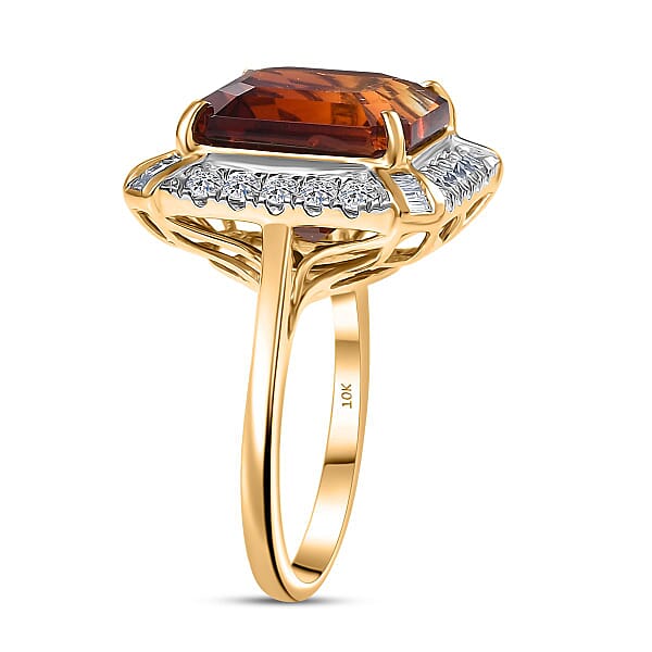 Certified AAA Santa Ana Madeira Citrine Diamond Art Deco Ring In 10K Yellow Gold 8.50 Ctw