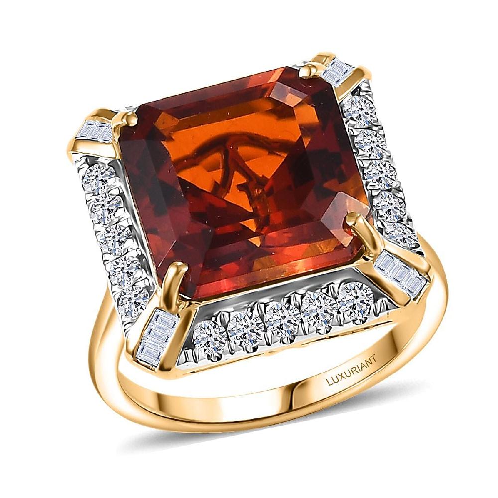 Certified AAA Santa Ana Madeira Citrine Diamond Art Deco Ring in 10K Yellow Gold 8.50 ctw