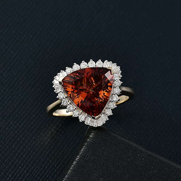 Certified AAA Santa Ana Madeira Citrine Lab Grown Diamond Ring In 10K Yellow Gold 5.95 Ctw