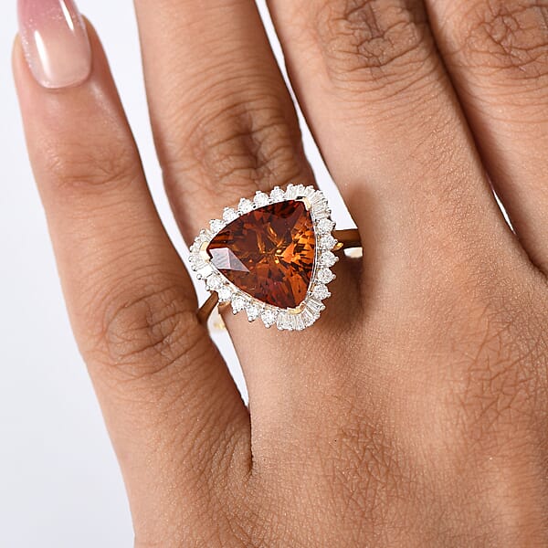 Certified AAA Santa Ana Madeira Citrine Lab Grown Diamond Ring In 10K Yellow Gold 5.95 Ctw