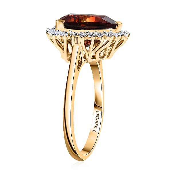 Certified AAA Santa Ana Madeira Citrine Lab Grown Diamond Ring In 10K Yellow Gold 5.95 Ctw