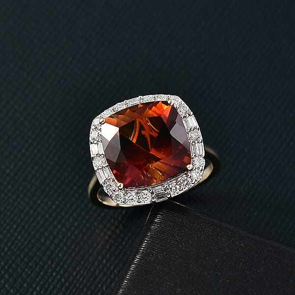Certified AAA Santa Ana Madeira Citrine Lab Grown Diamond Ring In 10K Yellow Gold 7.75 Ctw