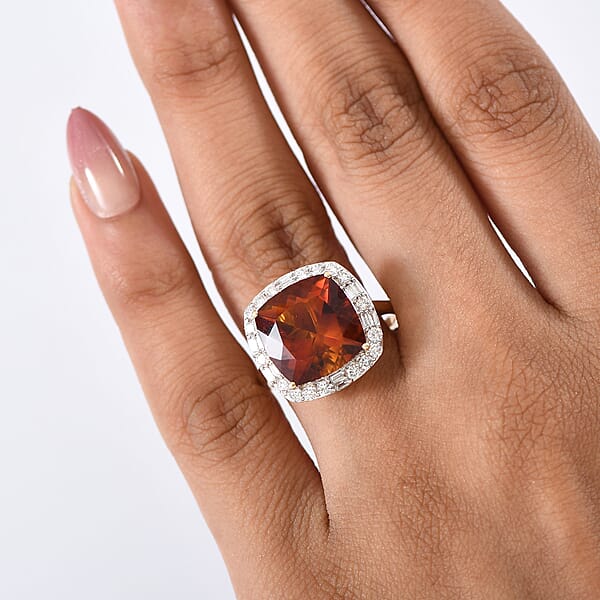 Certified AAA Santa Ana Madeira Citrine Lab Grown Diamond Ring In 10K Yellow Gold 7.75 Ctw