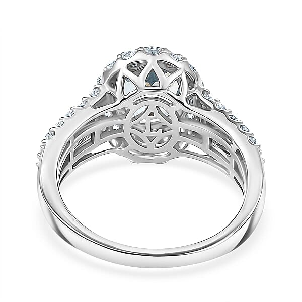 Certified AAA Santa Maria Aquamarine Diamond Ring In 10K White Gold 2.71 Ctw