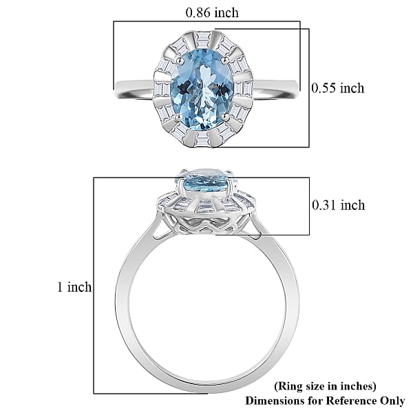 Certified AAA Santa Maria Aquamarine Lab Grown Diamond Ring In 10K White Gold 1.93 Ctw