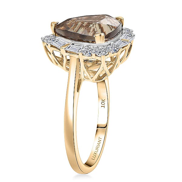 Certified AAA Turkizite Diamond Halo Ring In 10K Yellow Gold 5.85 Ctw