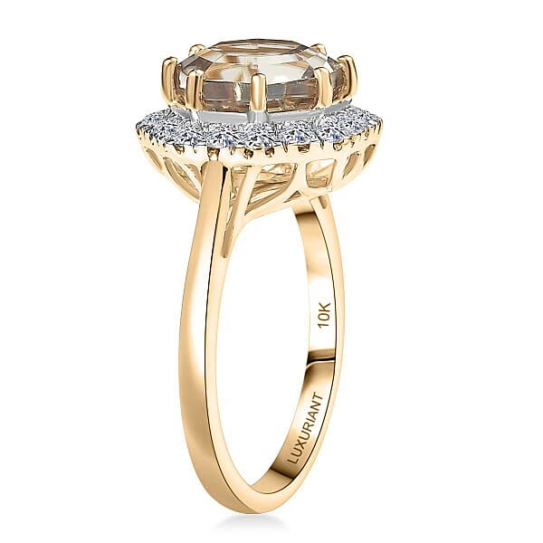 Certified AAA Turkizite Diamond Ring In 10K Yellow Gold 4.50 Ctw