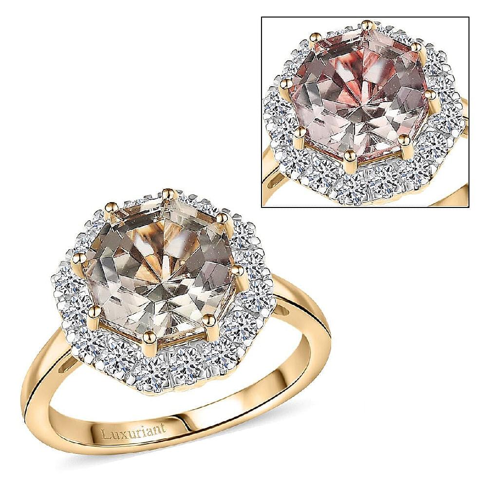 Certified AAA Turkizite Diamond Ring in 10K Yellow Gold 4.50 ctw