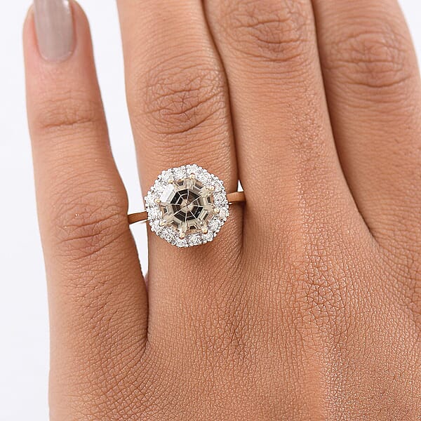 Certified AAA Turkizite Diamond Ring In 10K Yellow Gold 4.50 Ctw