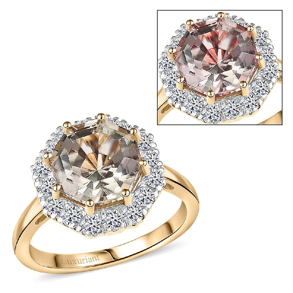 Certified AAA Turkizite Diamond Ring in 10K Yellow Gold 4.50 ctw