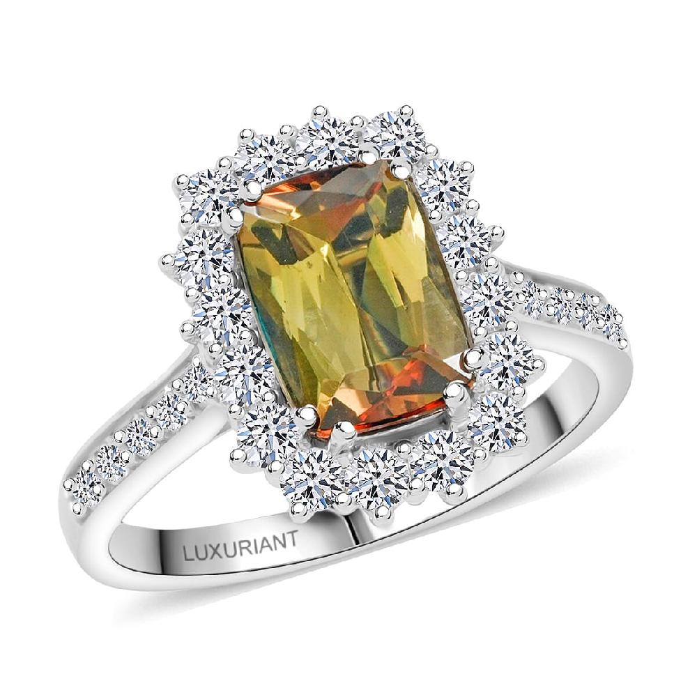 Certified AAAA Jenipapo Andalusite Lab Grown Diamond Ring in 10K White Gold 3.60 ctw