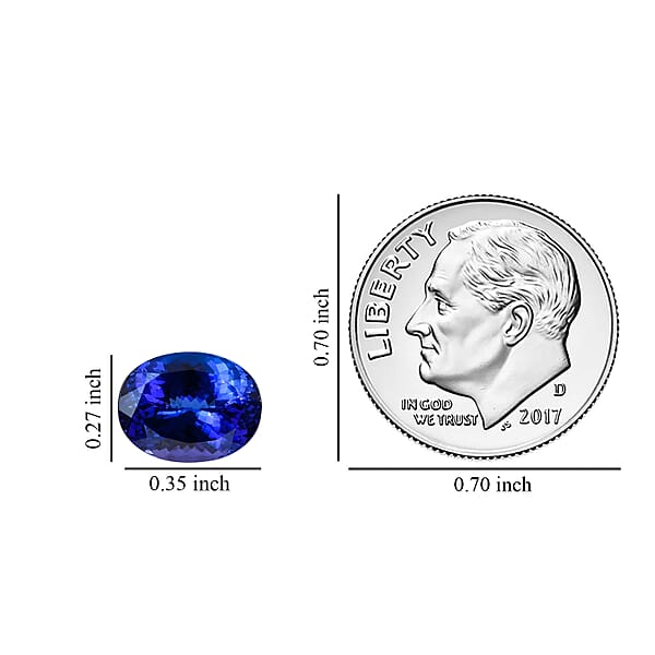 Certified And Appraised AAAA Tanzanite (Oval 9x7 Mm) 2.00 Ctw