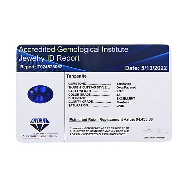 Certified And Appraised AAAA Tanzanite (Ovl Free Size) 2.50 Ctw