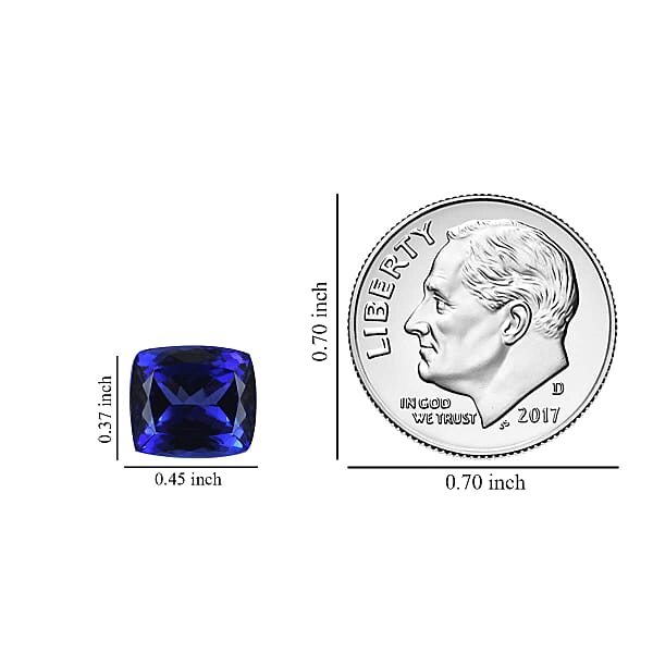 Certified And Appraised Flawless AAAA Tanzanite (Cush Free Size) 6.00 Ctw