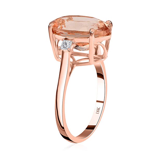 Certified And Appraised Iliana 18K Rose Gold AAA Marropino Morganite And G-H SI Diamond Ring 6.10 Ctw