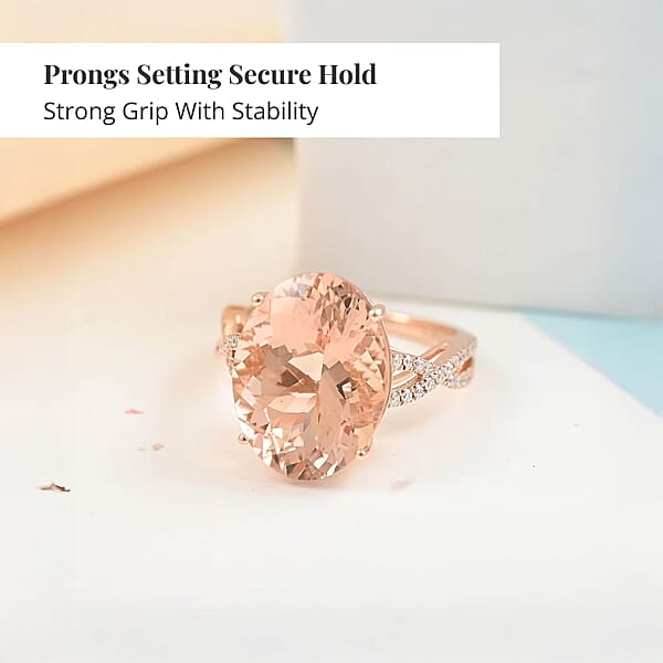 Certified And Appraised Iliana 18K Rose Gold AAA Marropino Morganite And G-H SI Diamond Ring 4.10 Grams 9.00 Ctw