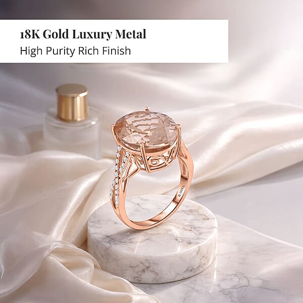 Certified And Appraised Iliana 18K Rose Gold AAA Marropino Morganite And G-H SI Diamond Ring 4.10 Grams 9.00 Ctw