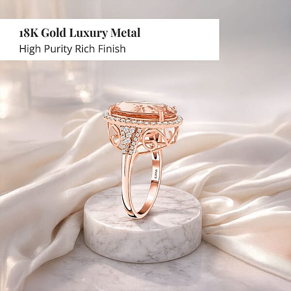 Certified And Appraised Iliana 18K Rose Gold AAA Marropino Morganite And G-H I1 Diamond Ring 8.00 Ctw