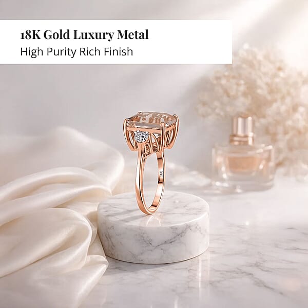 Certified And Appraised Iliana 18K Rose Gold AAA Marropino Morganite And G-H SI Diamond Halo Ring 4.66 Grams 3.90 Ctw